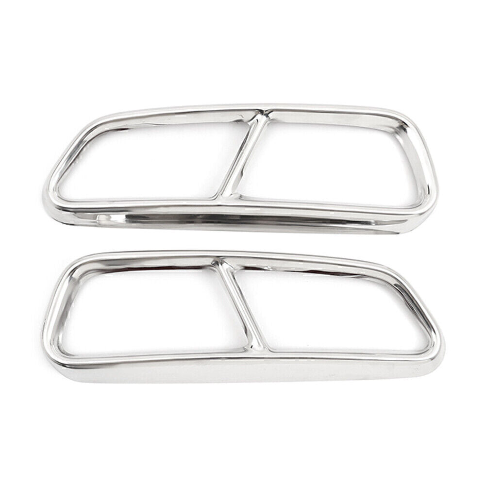 Glossy Silver Rear Exhaust Muffler Tail Pipe Cover Trim Fit for Audi A6 S6 2015-2018