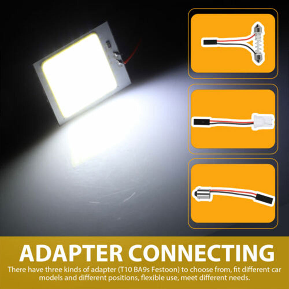 10XCar Interior Dome Map Light Bulbs 48SMD COB White LED Panel Festoon T10 BA9S