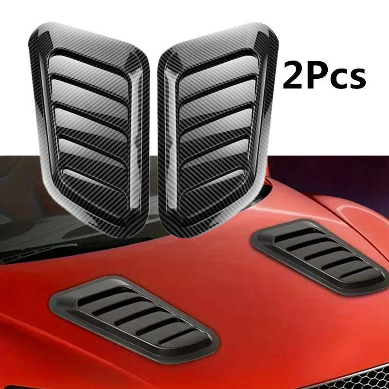2PCS Carbon Fiber Car Tuning Hood Air Flow Intake Decoration Hood Scoop Sticker