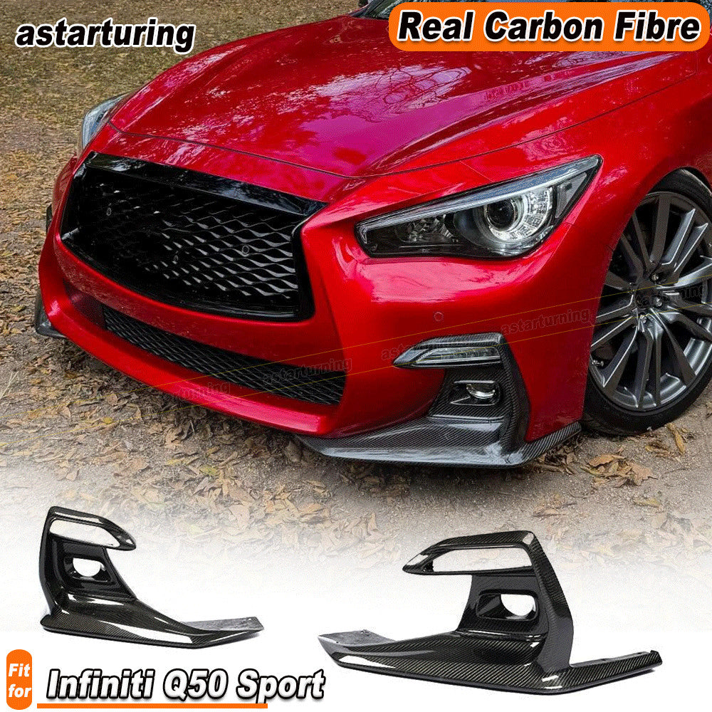 for Infiniti Q50 Sport 2018-2020 REAL Carbon Fiber Fog Light Cover Grill Bezel