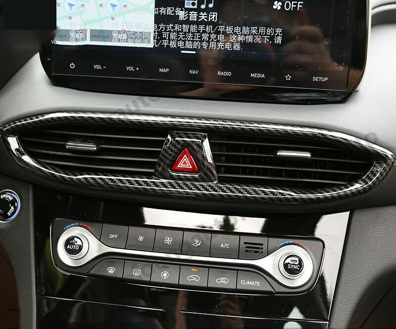 Carbon fiber central console air outlet vent trim for Hyundai Santa Fe 2019-2021