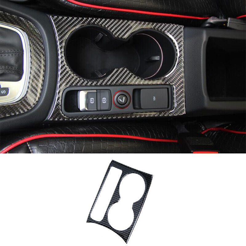 for Audi Q3 2015-2018 Carbon Fiber Vinyl Central Console Water Cup Cover Trim 1P
