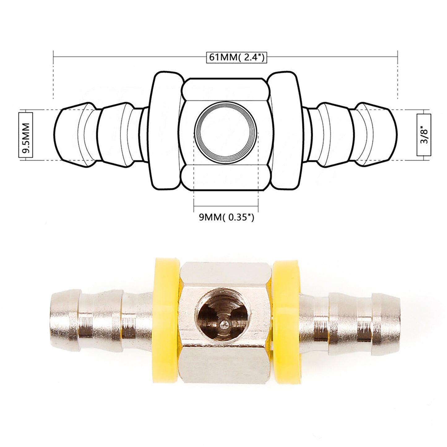 3/8 Fuel Line Fuel Pipe Pressure T-Fitting Gauge Sensor Adapter Replacement Kit