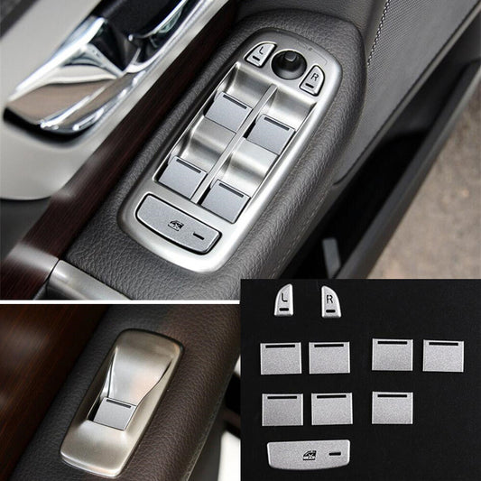 for Jaguar XF 2012-2015 Alloy Silver Window Lift Switch Button Cover Accessories