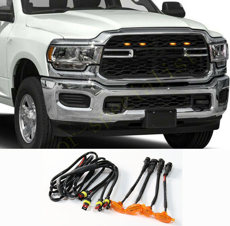 for Ram 2500 2019-2024 Yellow Style Front Grill LED Marker Light Kit