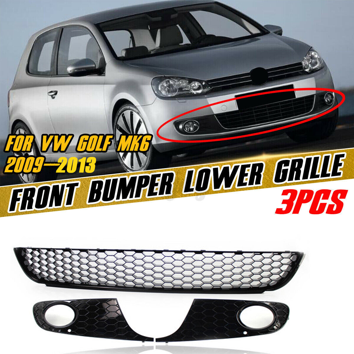 Front lower grille trim fog light grille covers for Volkswagen for Golf / for Jetta MK6 2009-2013