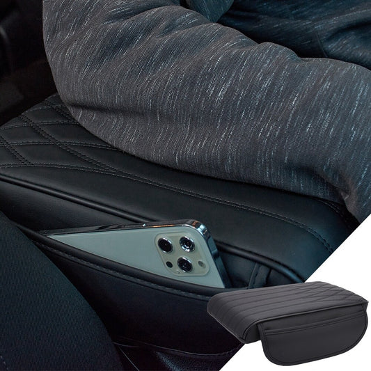 Car Armrest Cushion PU Auto Center Console Pad, Memory Foam Armrest Box Black
