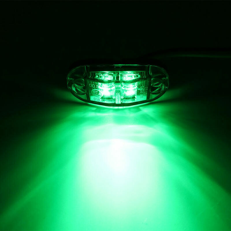 10x 12V-24V 2 LED Green Side Marker Indicator Light for Truck Trailer Lorry Lamp