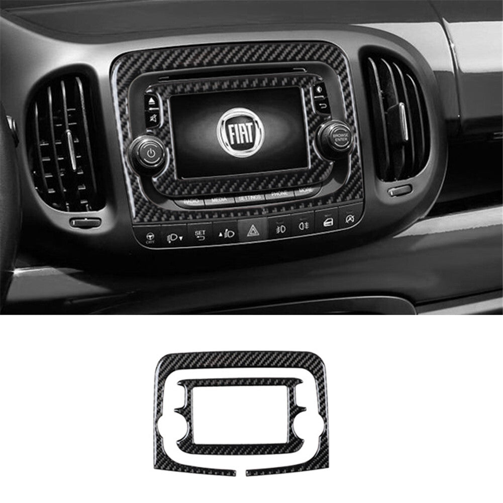 5 Carbon Fiber Interior Radio Touch Screen Cover Trim For 2014-2017 for Fiat 500L