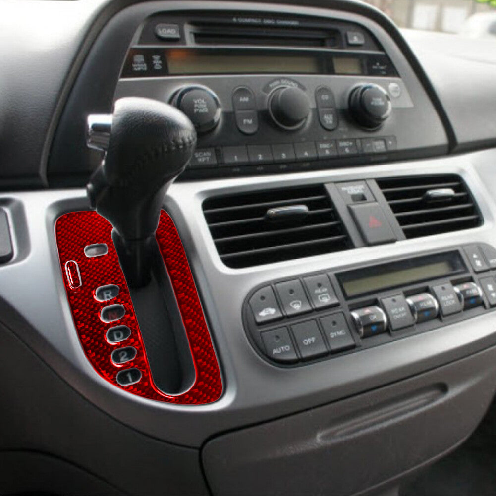 2x Red Carbon Fiber Interior Gear Shift Panel Cover Trim for Honda Odyssey 05-10