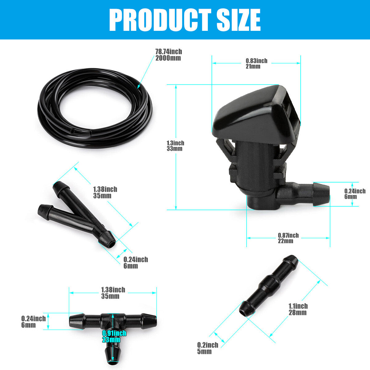 2-Piece Front Cover Sprayer Windshield Washer Sprayer Nozzle for Ford Focus Edge for Lincoln MKX