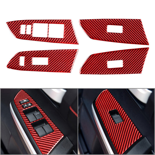 for Toyota Tundra RHD Carbon Fiber Interior Door Window Lift Switch Cover Trim