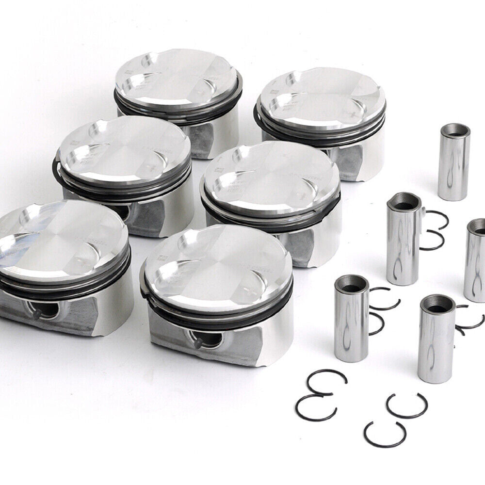 6Pcs Pistons  Rings Set 10.7:1 for BMW E90 E60 E83 128i 328i 528i X1 N52 3.0L