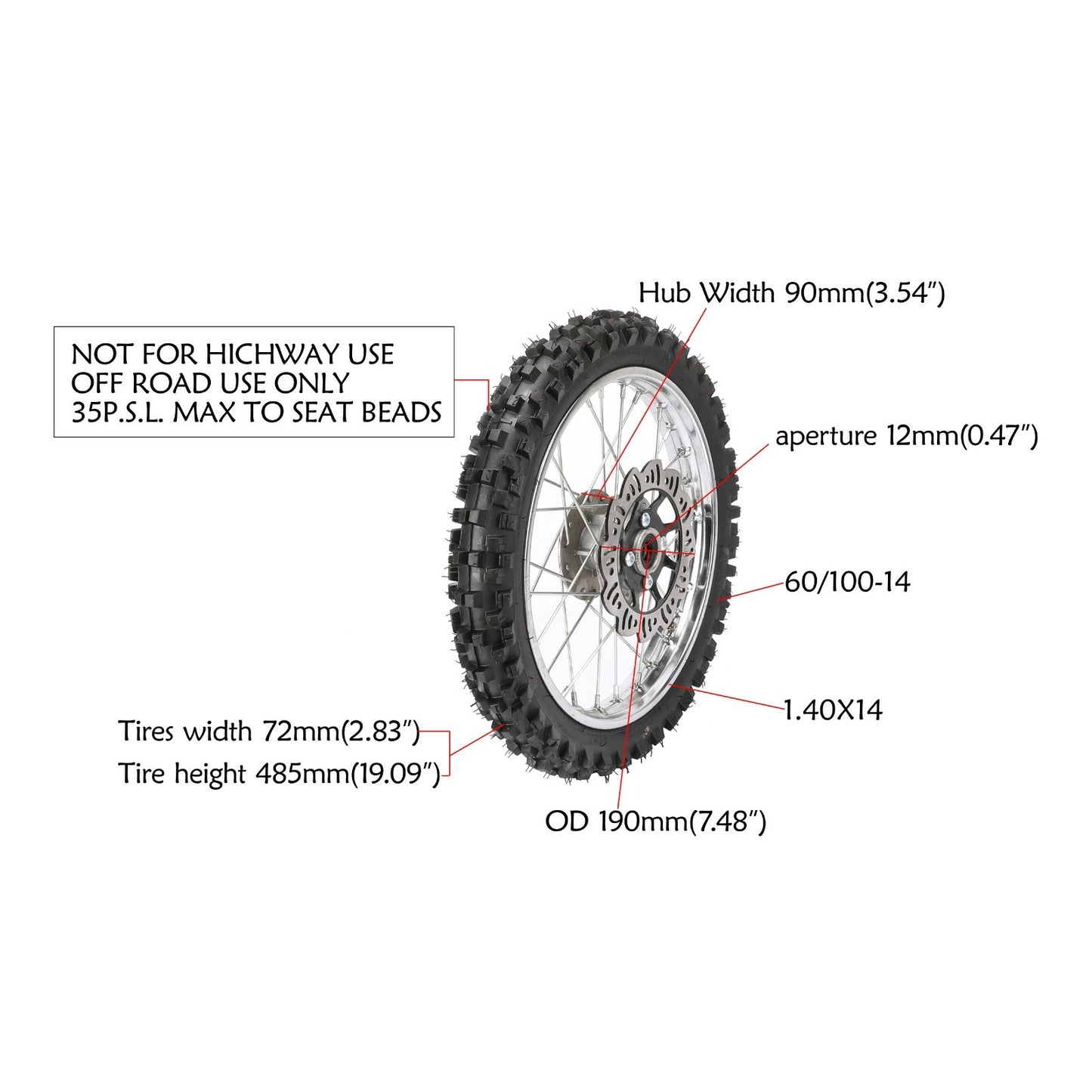 80/100-12 + 60/100-14 wheelset, tires, rims, rear swingarm, KLX110, KX65, SSR110, CRF70