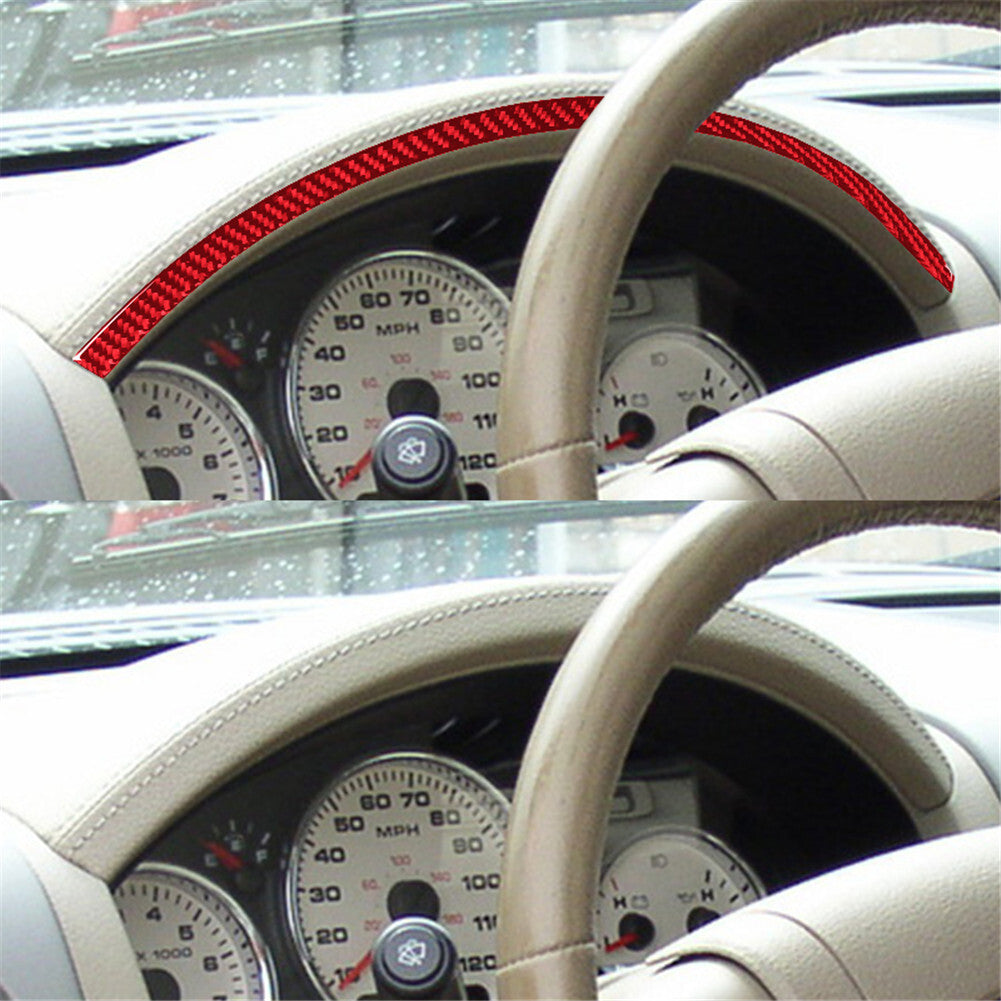 Red Carbon Fiber Interior Top Of Speedometer Cover Trim for Ford F150 FX4 04-08