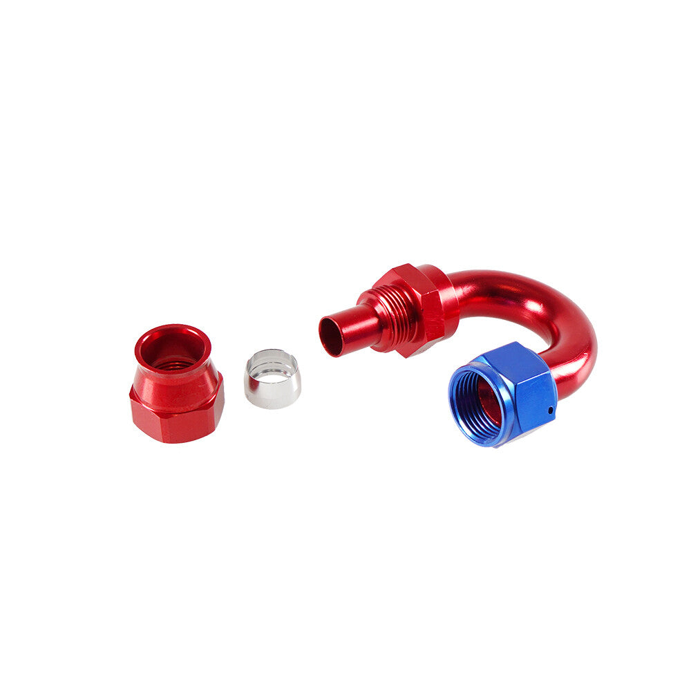 6AN PTFE Hose End Fittings 180 Degree Aluminum Swivel AN6 For PTFE Hose Only Red