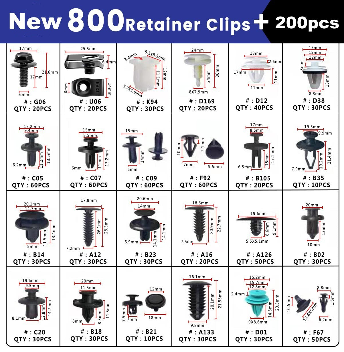 Automotive clips, plastic rivets, crash shield fixing clips, automatic decorative fasteners and clips