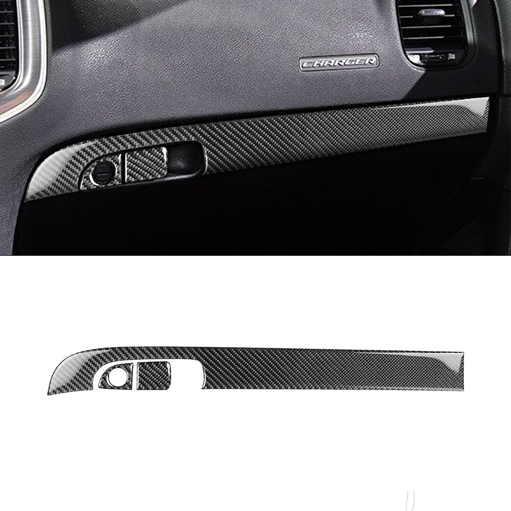 3Pcs Carbon Fiber Copilot Dashboard Panel Cover Trim for Dodge Charger 2015-2020