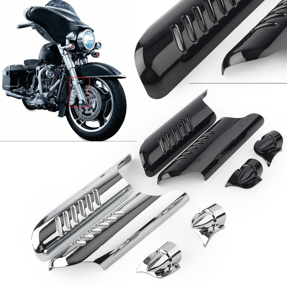 2pcs Fork Lower Leg Deflectors Shield Cover Chrome for Harley Touring FLHT 00-13