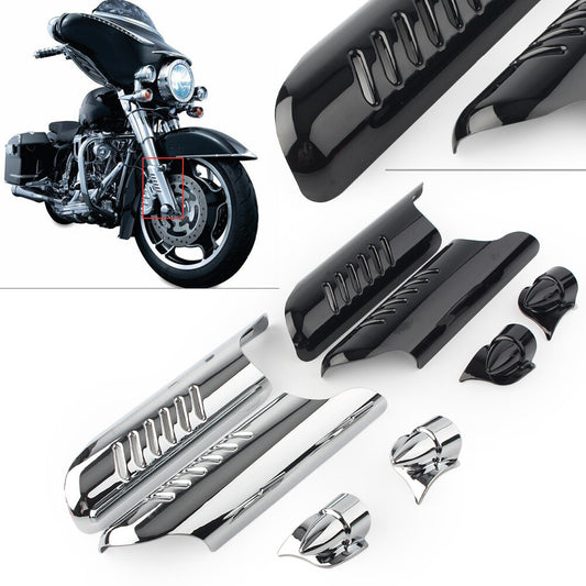2pcs Fork Lower Leg Deflectors Shield Cover Chrome for Harley Touring FLHT 00-13