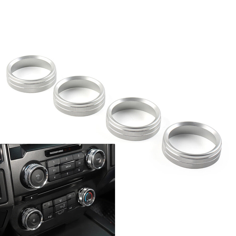 Air Conditioner Switch Button Ring Knob Trim Fit for Ford F150 XLT 2015-2020 Silver