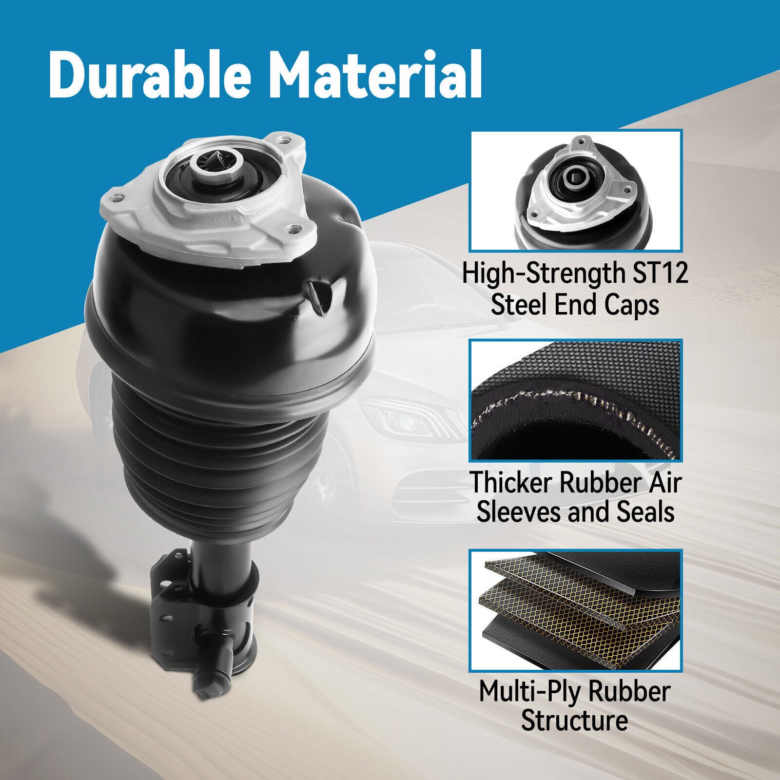 Two Assys front shock absorber struts with active contact for Mercedes W176, C117, CLA250, CLA45, and AMG 2.0L.