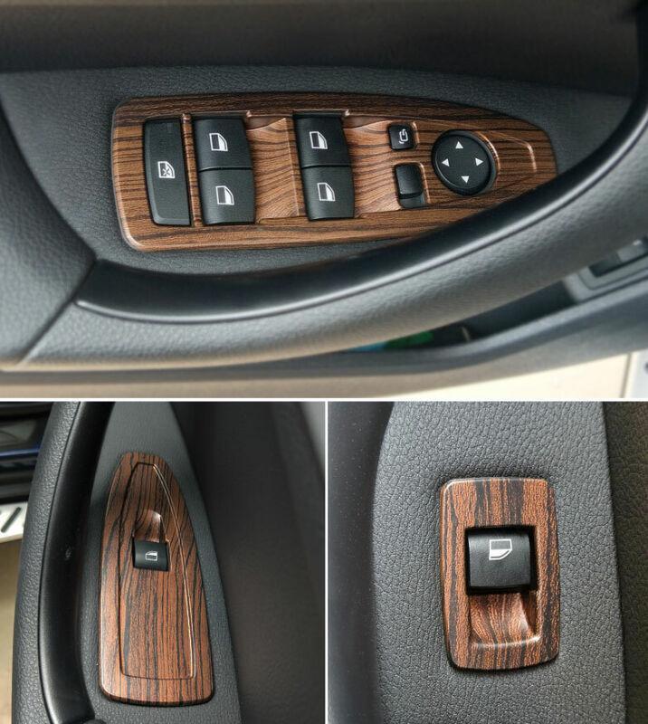 for BMW X1 F48 2016-2020 Pine Wood Grain Window Lock Lift Panel Trim Frame 4PCS