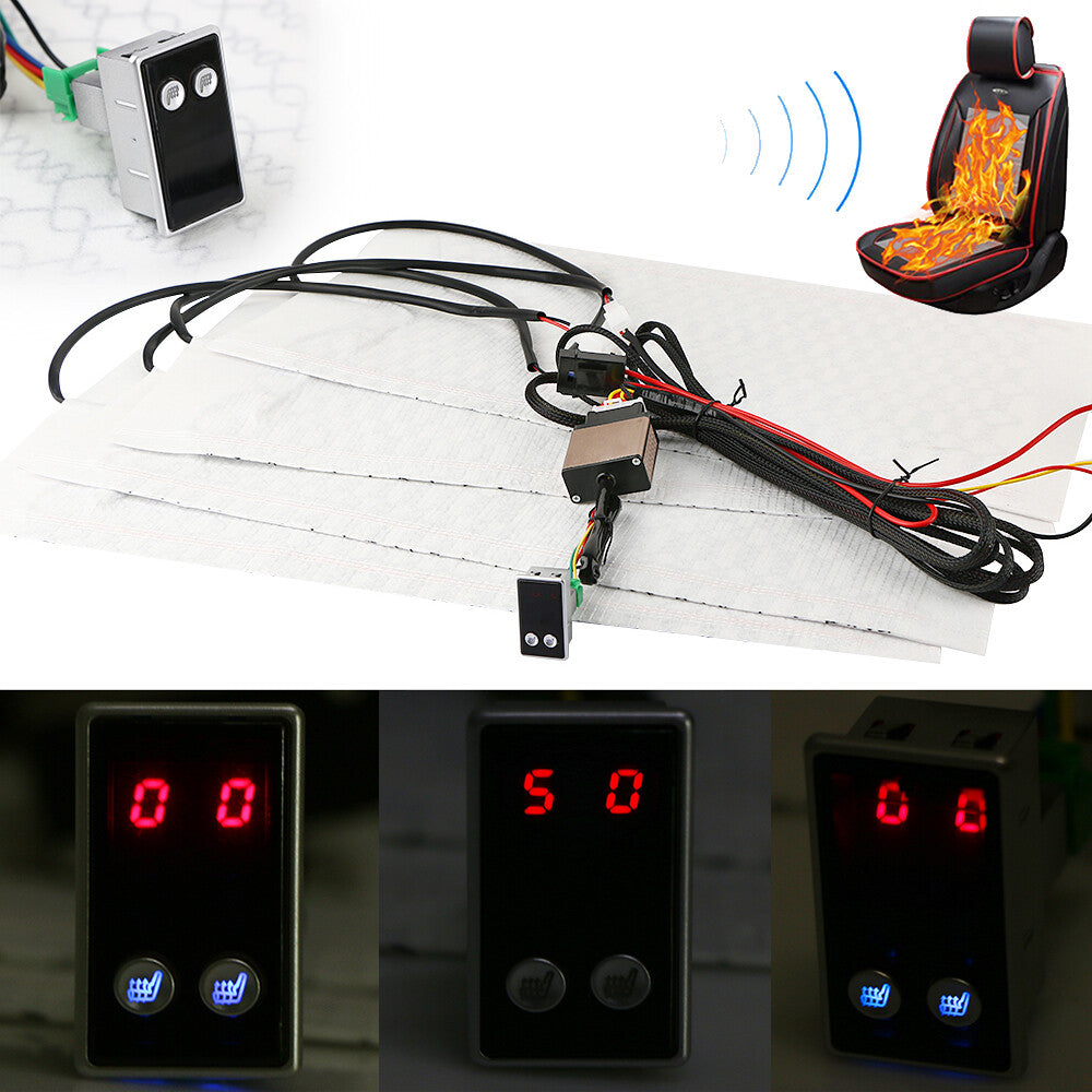 Universal 12V Car Carbon Fiber Heated for Seat Heater Kit Cushion 5-LEVEL Switch Kit