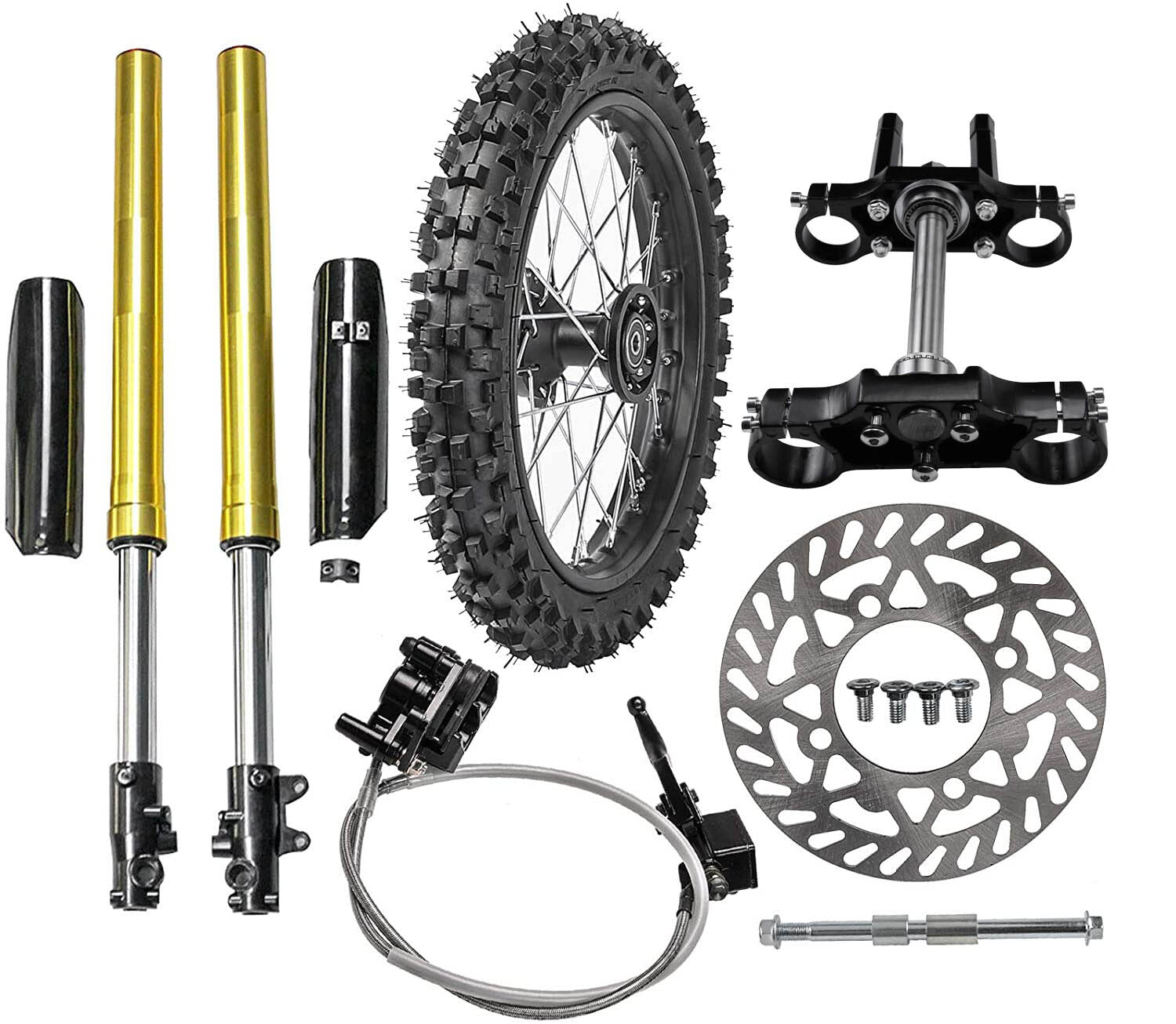 45/48mm Front Forks Assembly 19 Wheel 70/100-19 Tyre Pit Dirt Bike 200cc 250cc