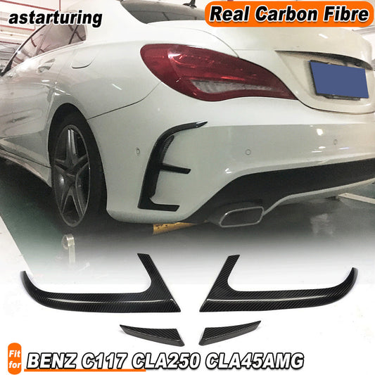 2x REAL Carbon Rear Bumper Fender Vents Fins for BENZ C117 CLA250 CLA45 14-15