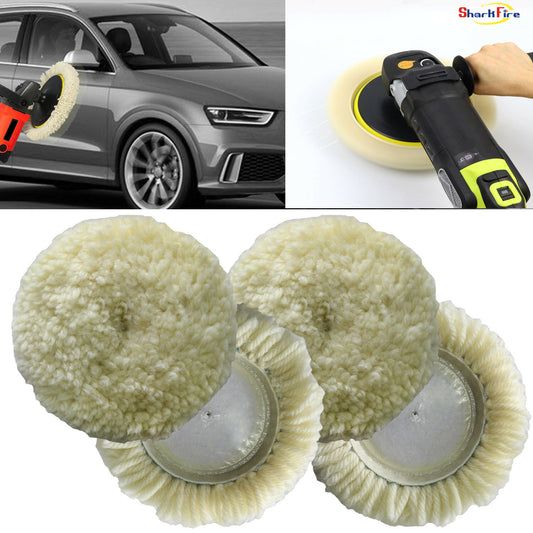 Polishing Pad Kit 3-in-1 100% Natural Wool Hook and Loop Handle Cushion Pads