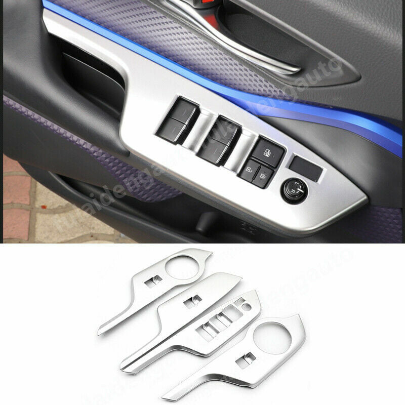 for Toyota C-HR 2018-2022 Silver Inner Window Lift Panel Switch Cover Trims ABS