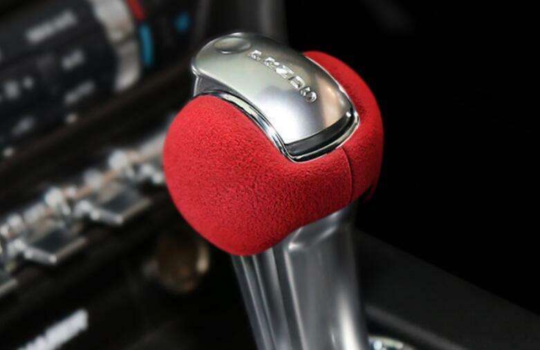 Fit for Ford for Mustang 2015-2022 Red Suede Gear Shift Knob Shifter Lever Trim 2PCS
