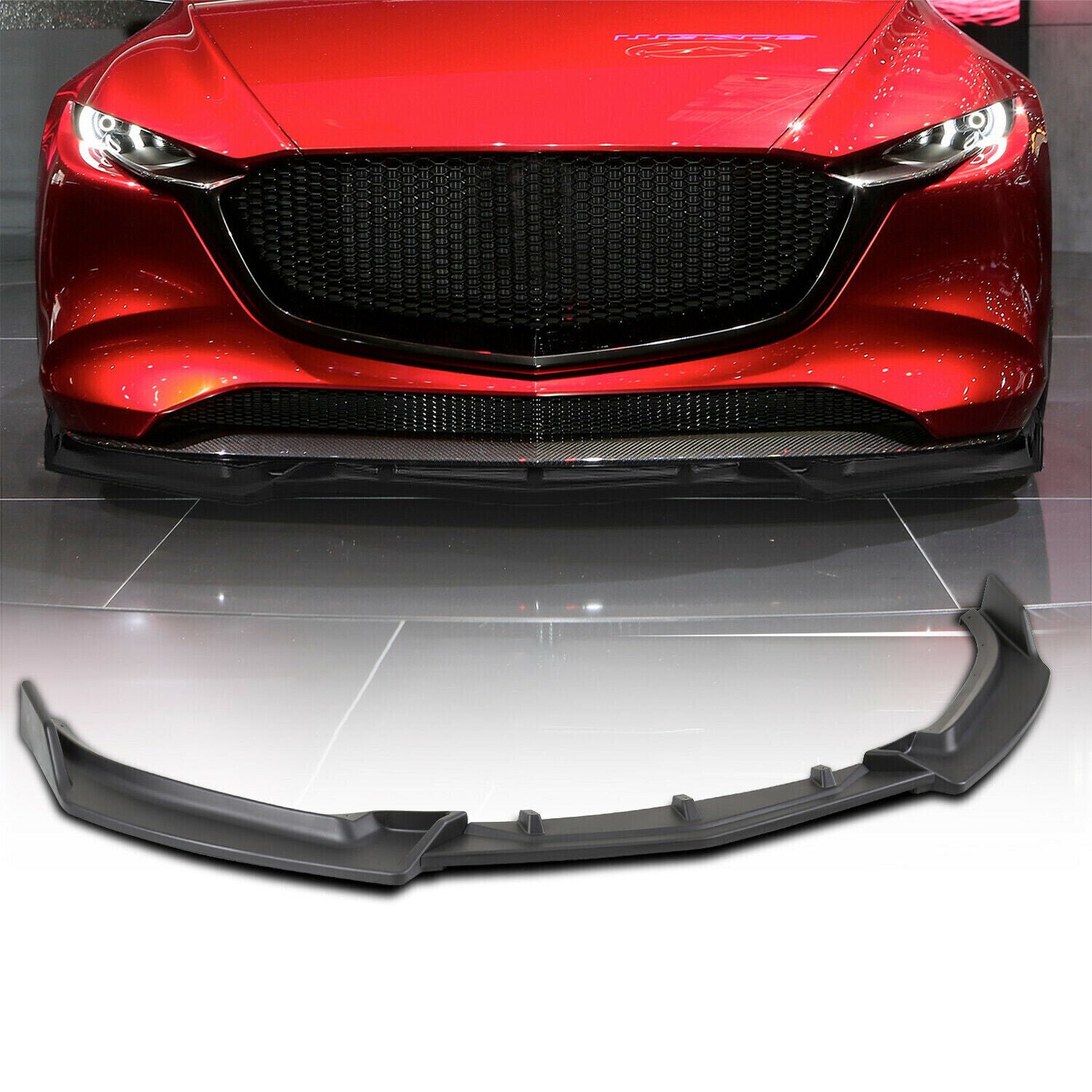 3x for Mazda 3 Axela 2019-2023 Sedan Black ABS Front Bumper Lip Chin Spoiler Kit