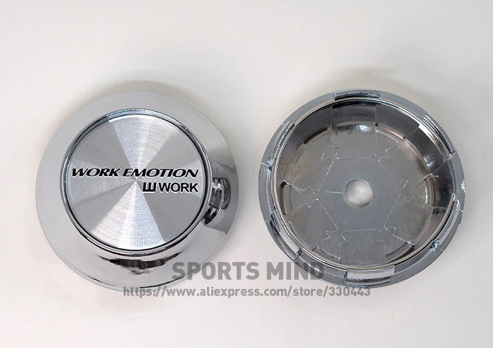 4x69mm Working Emotion Badge Wheel Cover Hub Cover Edge Cap Badge Silver Chrome