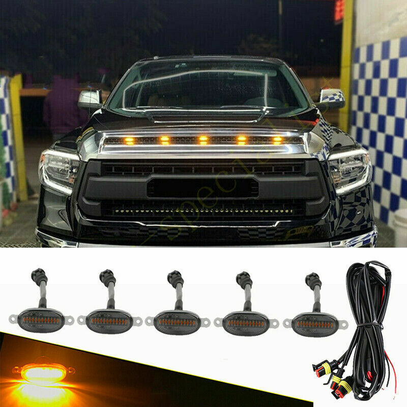 for Toyota Tundra 2008-2024 smoke Style Front Grill LED Marker Light Kit