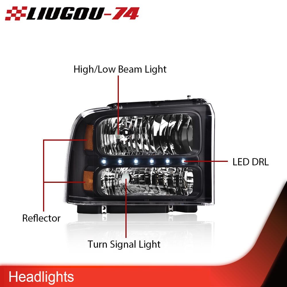 Super Duty LED DRL headlight smoke lens suitable for 05-07 F250 F350 F450
