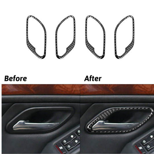 4Pcs Door Handle Panel Cover Sticker Carbon Fiber Trim for BMW M5 E39 1998-2003