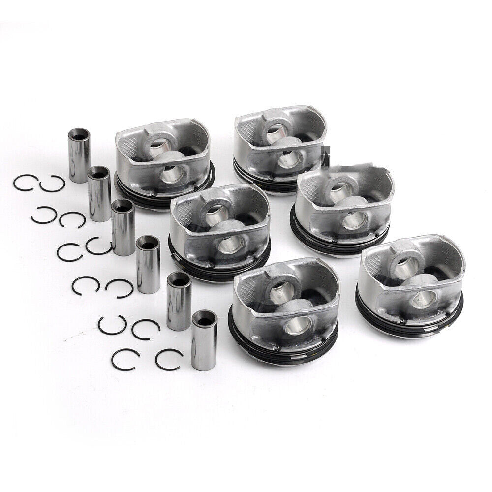6Pcs Pistons  Rings Set 10.7:1 for BMW E90 E60 E83 128i 328i 528i X1 N52 3.0L
