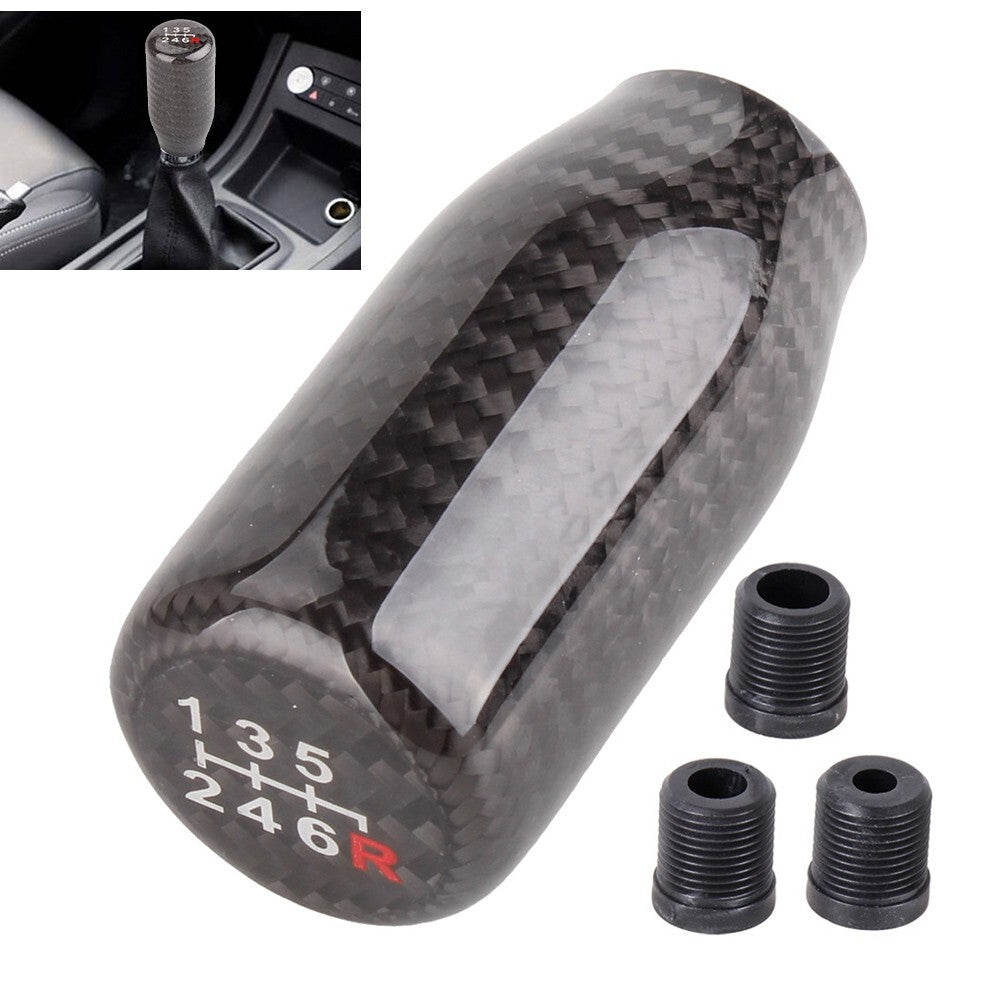 Real Black Carbon Fiber Manual Gear Shift Knob Shifter Lever 6 Speed