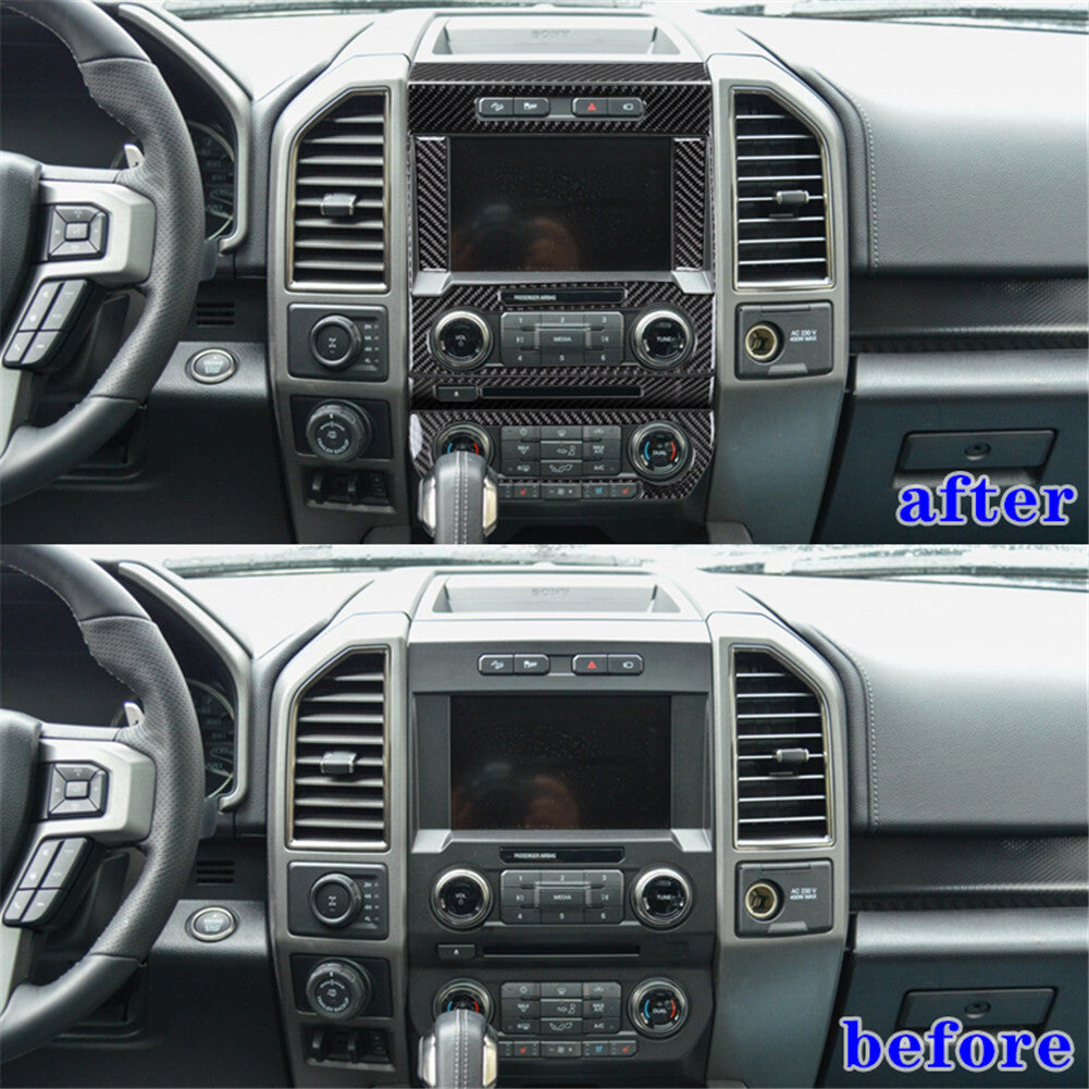 Carbon Fiber Interior Central Control Panel Trim Cover for Ford F-150 2015-2017