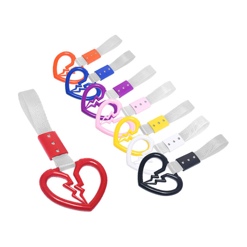 Devil Broken Heart Ring Car Handle Strap Charm Tool Tsurikawa Silver Belt Blue