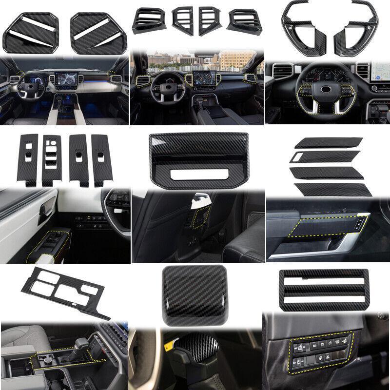 Carbon Fiber Black for Toyota Tundra 22-23 Accessories Interior Kit Cover Trims
