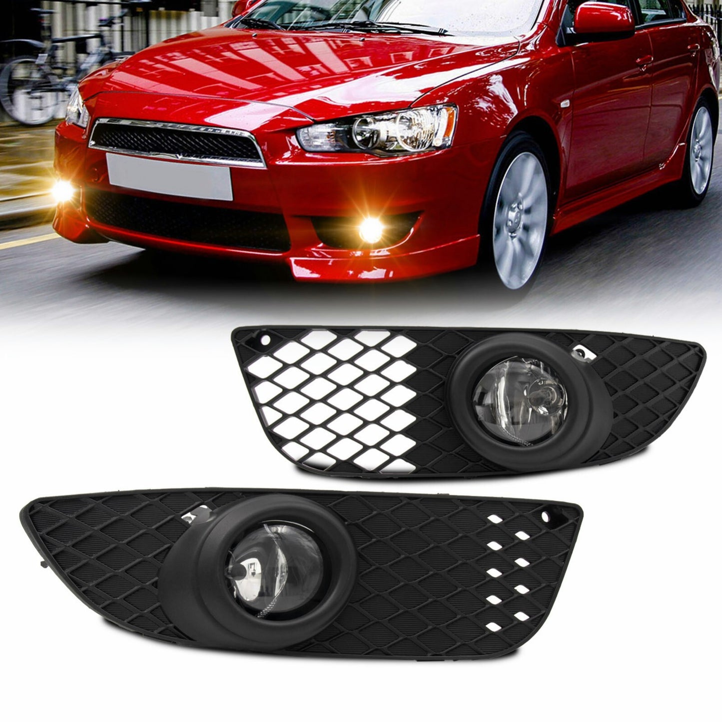 Fits 2008-2014 for Mitsubishi Lancer transparent lens 1 for front bumper fog lights