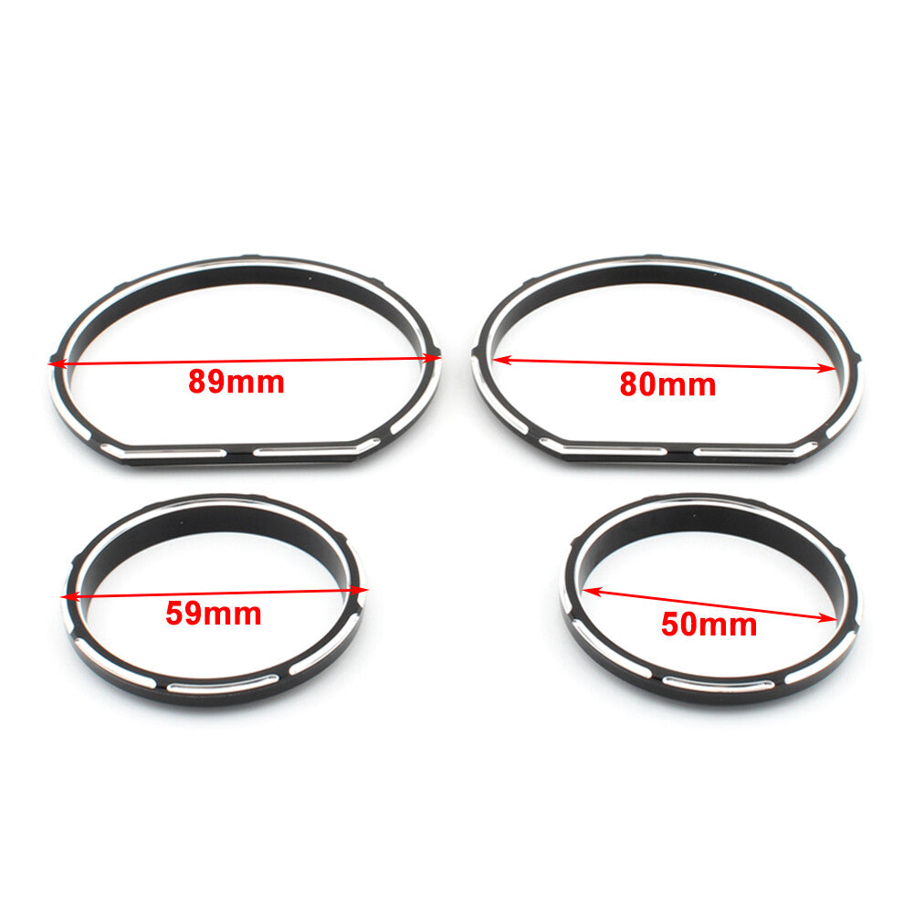 1x Chrome Instrument Board Gauge Bezel Kit Fit for Harley Touring Street Glide 14-23