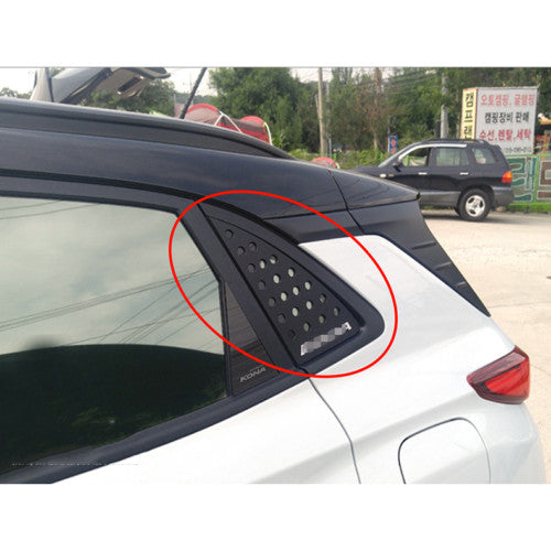 for Hyundai Kona 2018-2023 Black Rear Side Window Quarter Louver Cover Trim ABS