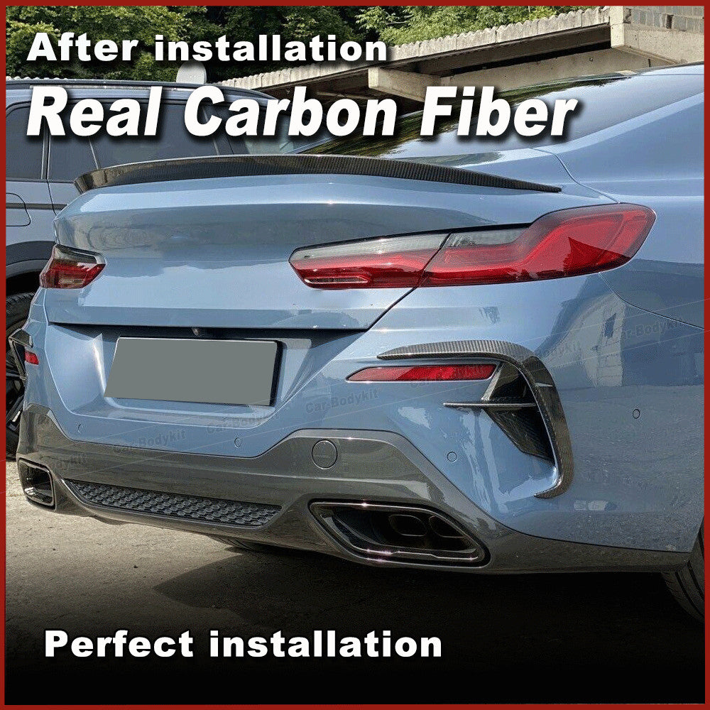 for BMW 8 Series G14 G15 M850i Dry Carbon Fiber Rear Bumper Fins Splitter Canard