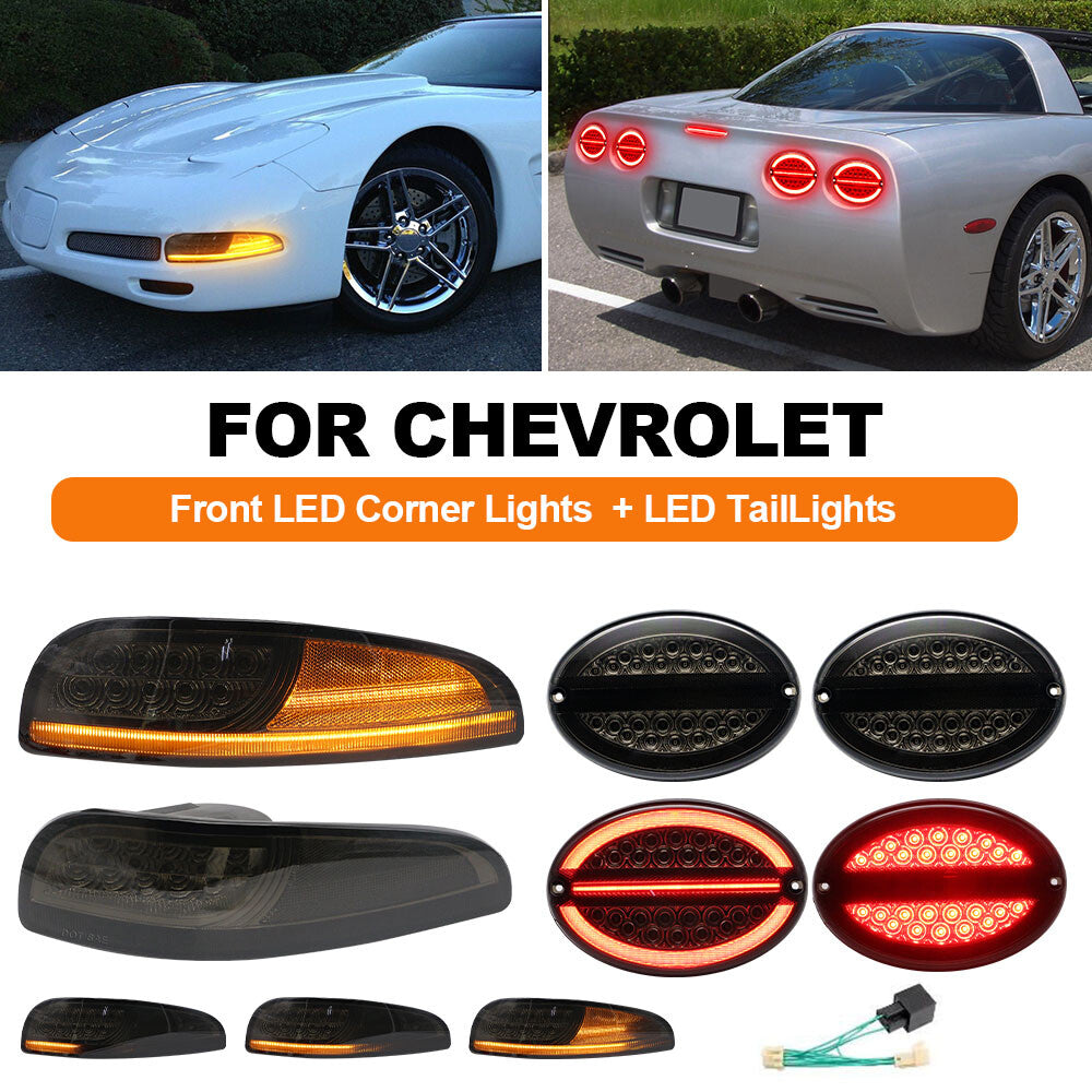Bright LED taillight 97-04 Black and white for Corvette C5+ taillight