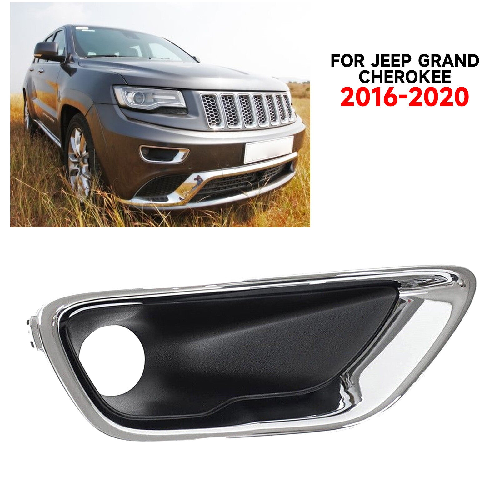 For 2016-2020 for Jeep Grand Cherokee Left+Right Front Fog Light Lamp Bezel Covers
