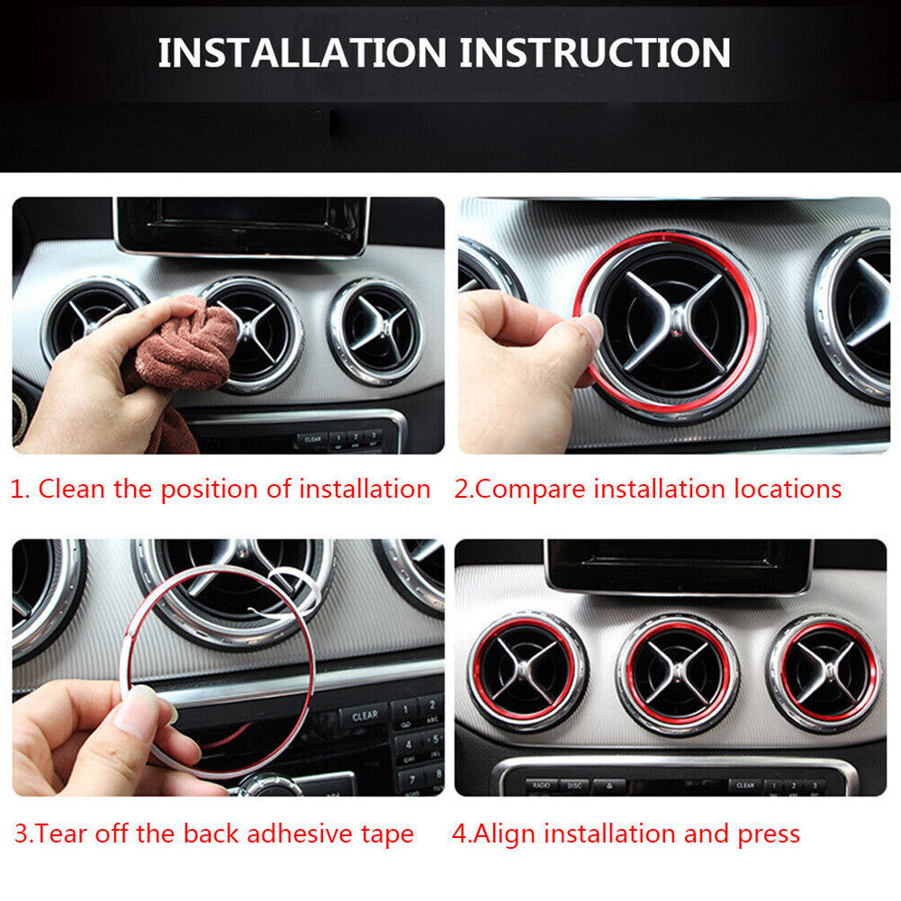 AC Air Vent Outlet Inner Ring Cover Trim for Mercedes-Benz C Class W205 For GLC